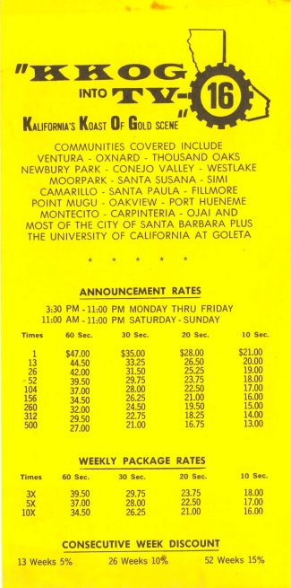 KKOG Rate Card, page 1